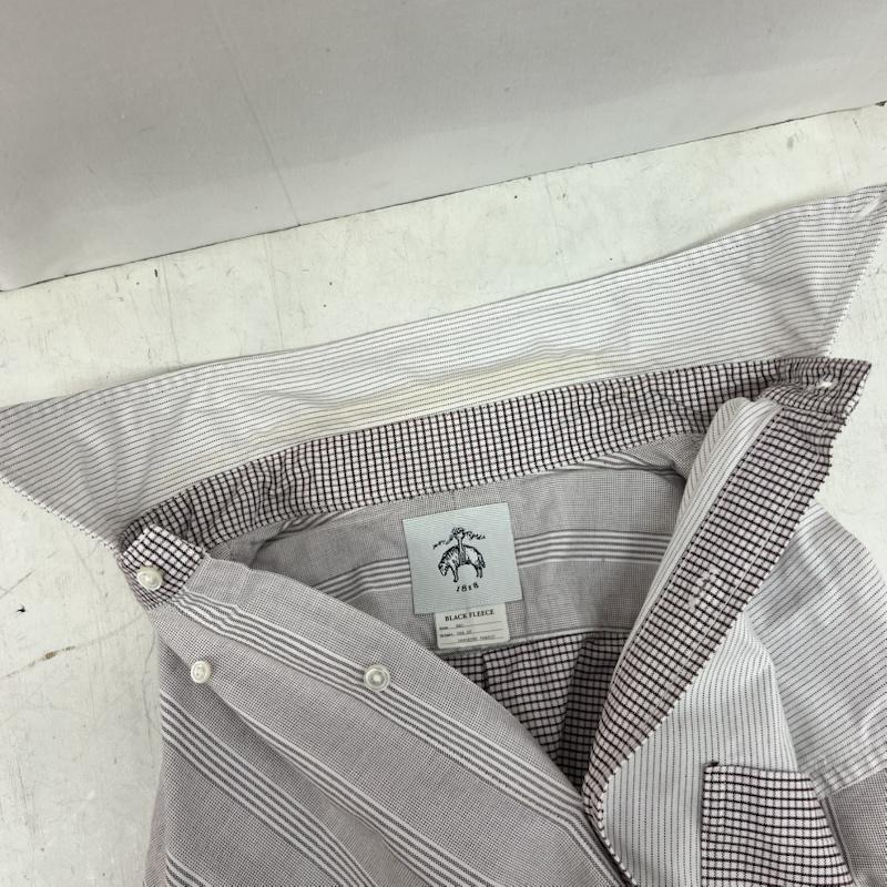 ブラックフリース ブルックスブラザーズ BLACK FLEECE シャツ、ブラウス 長袖 USA製 ランダムストライプ ボタンダウンシャツ サイズBB3 - 白 / ホワイト / white X 灰 / グレー / gray メンズ USED 古着 中古 50164851