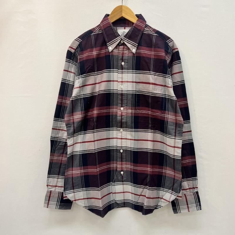 ブラックフリース ブルックスブラザーズ BLACK FLEECE シャツ、ブラウス 長袖 USA製 チェック ボタンダウンシャツ サイズBB3 - 紺 / ネイビー / navy X ボルドー / ボルドー / メンズ USED 古着 中古 50164852