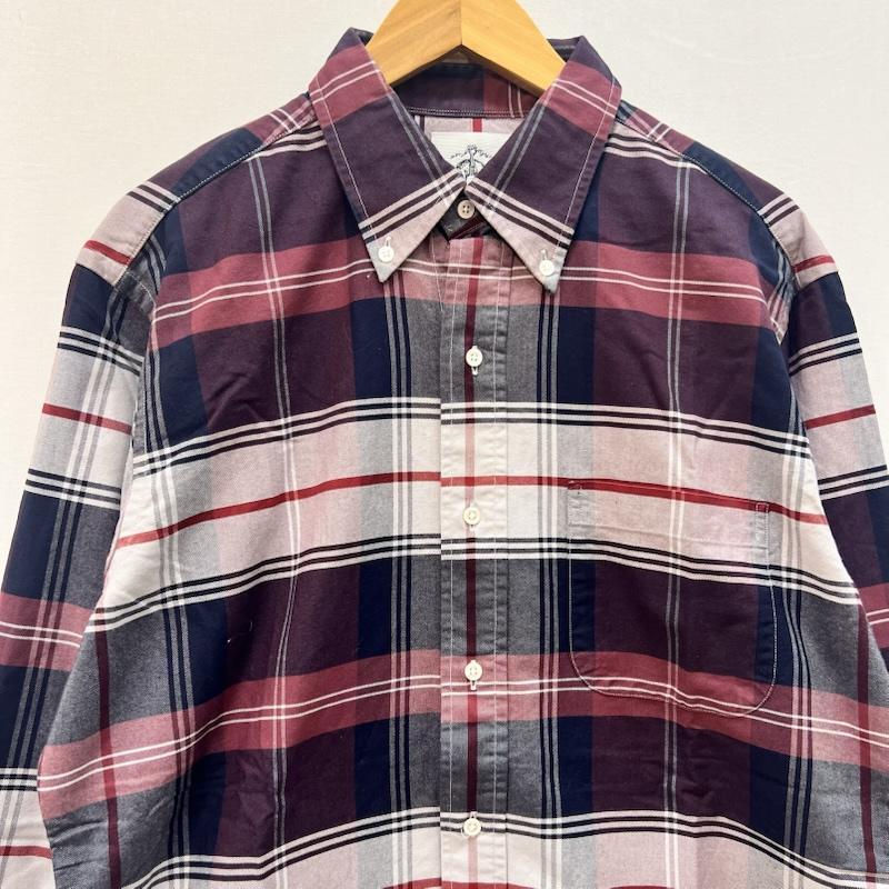 ブラックフリース ブルックスブラザーズ BLACK FLEECE シャツ、ブラウス 長袖 USA製 チェック ボタンダウンシャツ サイズBB3 - 紺 / ネイビー / navy X ボルドー / ボルドー / メンズ USED 古着 中古 50164852