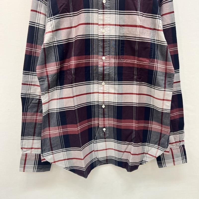 ブラックフリース ブルックスブラザーズ BLACK FLEECE シャツ、ブラウス 長袖 USA製 チェック ボタンダウンシャツ サイズBB3 - 紺 / ネイビー / navy X ボルドー / ボルドー / メンズ USED 古着 中古 50164852