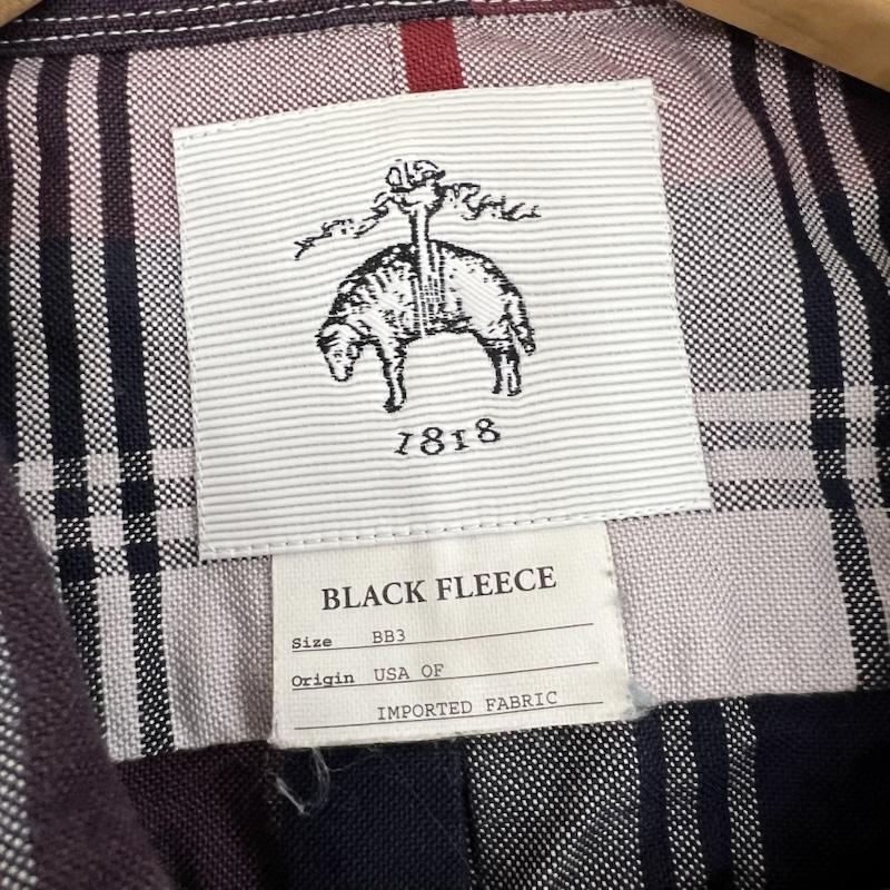 ブラックフリース ブルックスブラザーズ BLACK FLEECE シャツ、ブラウス 長袖 USA製 チェック ボタンダウンシャツ サイズBB3 - 紺 / ネイビー / navy X ボルドー / ボルドー / メンズ USED 古着 中古 50164852