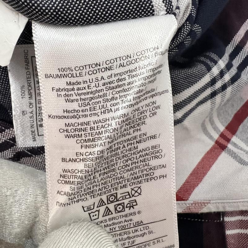 ブラックフリース ブルックスブラザーズ BLACK FLEECE シャツ、ブラウス 長袖 USA製 チェック ボタンダウンシャツ サイズBB3 - 紺 / ネイビー / navy X ボルドー / ボルドー / メンズ USED 古着 中古 50164852