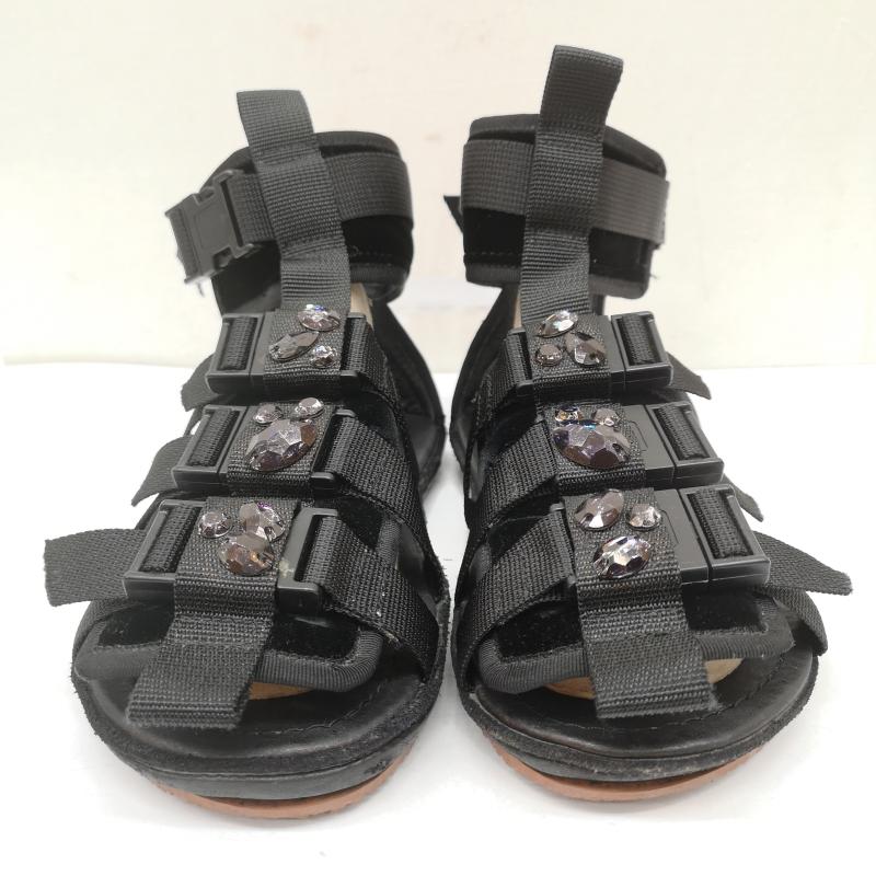 タオ コム デ ギャルソン TAO COMME des GARCONS サンダル サンダル ビジューストーン ベルクロ ストラップ ベロア サンダル 黒 / ブラック / black レディース USED 古着 中古 50164855