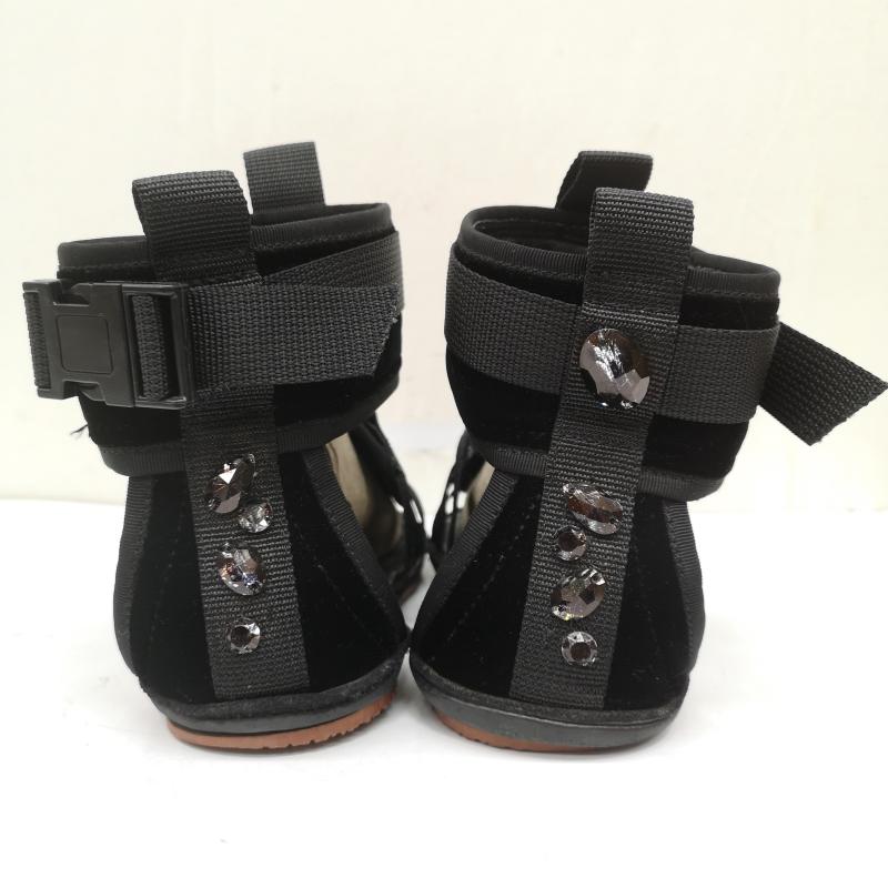 タオ コム デ ギャルソン TAO COMME des GARCONS サンダル サンダル ビジューストーン ベルクロ ストラップ ベロア サンダル 黒 / ブラック / black レディース USED 古着 中古 50164855