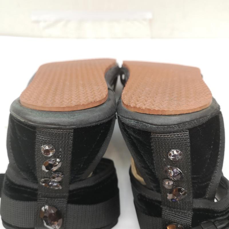 タオ コム デ ギャルソン TAO COMME des GARCONS サンダル サンダル ビジューストーン ベルクロ ストラップ ベロア サンダル 黒 / ブラック / black レディース USED 古着 中古 50164855