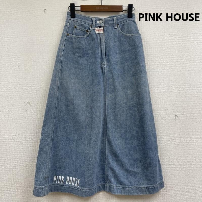 ピンクハウス PINK HOUSE スカート ロングスカート ロゴ パッチ 刺繍 デニム 台形 ロングスカート p0121f521 インディゴ / インディゴ / Indigo レディース USED 古着 中古 50164870