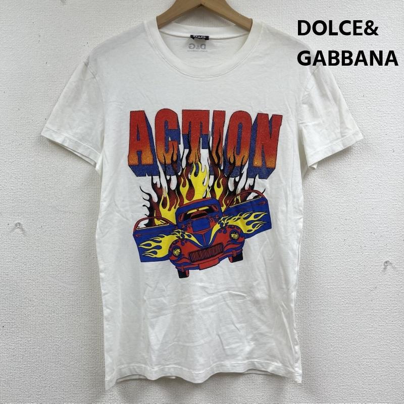 ドルチェアンドガッバーナ DOLCE&GABBANA Tシャツ 半袖 ACTION ラメ グラフィック プリント Tシャツ カットソー y2k S 白 / ホワイト / white メンズ USED 古着 中古 50164878