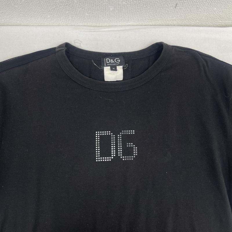 ドルチェアンドガッバーナ DOLCE&GABBANA Tシャツ 半袖 イタリア製 ストーン ロゴ メッシュ切替 Tシャツ カットソー M 黒 / ブラック / black メンズ USED 古着 中古 50164882