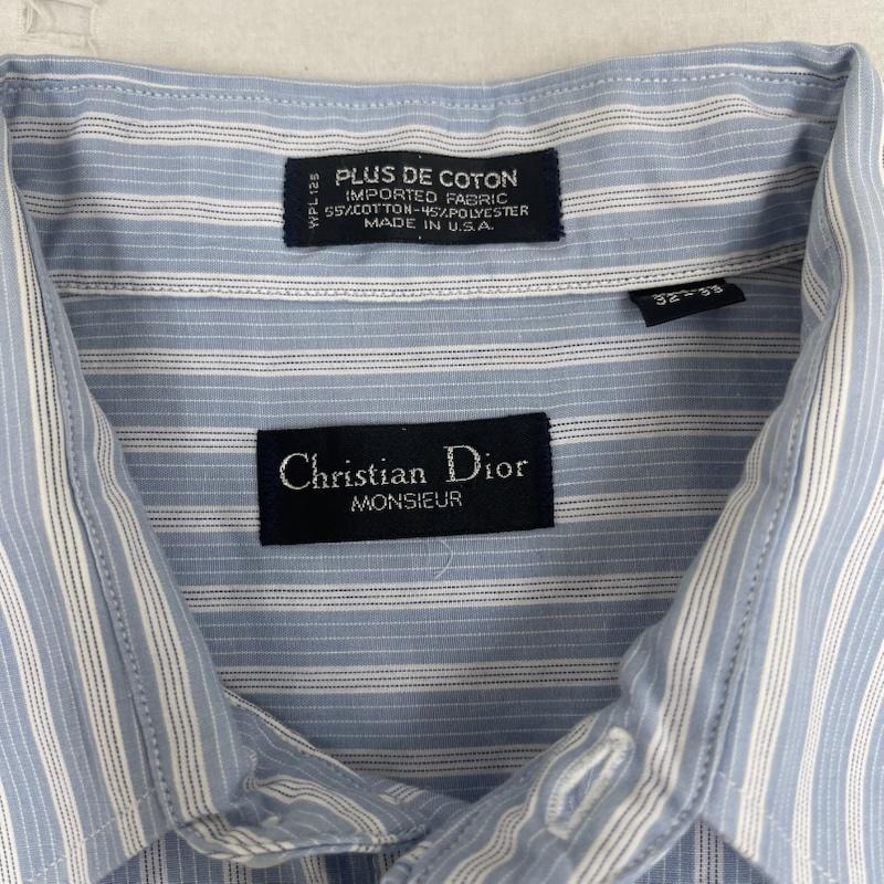 クリスチャンディオール Christian Dior シャツ、ブラウス 長袖 USA製 MONSIEUR ヴィンテージ ストライプ ドレス シャツ 水色 / ライトブルー / メンズ USED 古着 中古 50164890