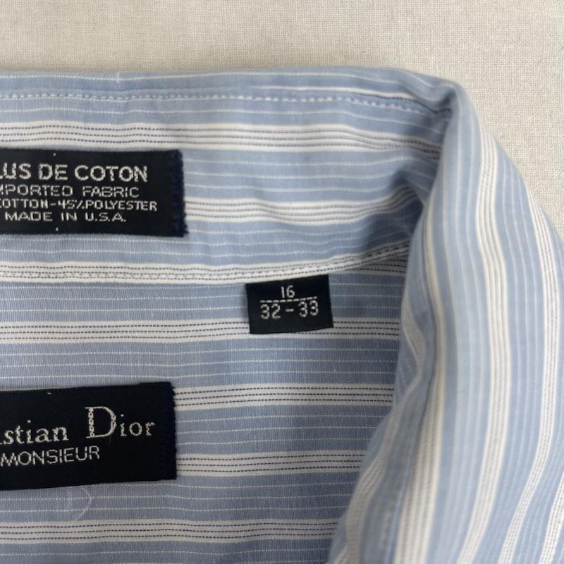 クリスチャンディオール Christian Dior シャツ、ブラウス 長袖 USA製 MONSIEUR ヴィンテージ ストライプ ドレス シャツ 水色 / ライトブルー / メンズ USED 古着 中古 50164890