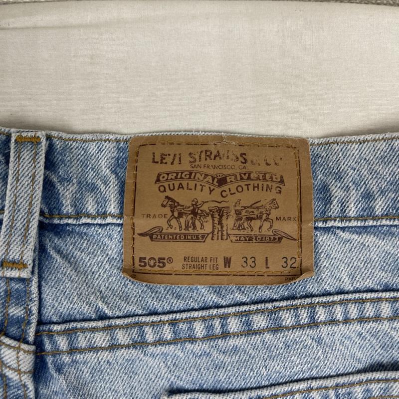 リーバイス Levi s パンツ デニム、ジーンズ USA製 505 ボタン裏 585 ストレート デニム パンツ 33インチ インディゴ / インディゴ / Indigo メンズ USED 古着 中古 50164901