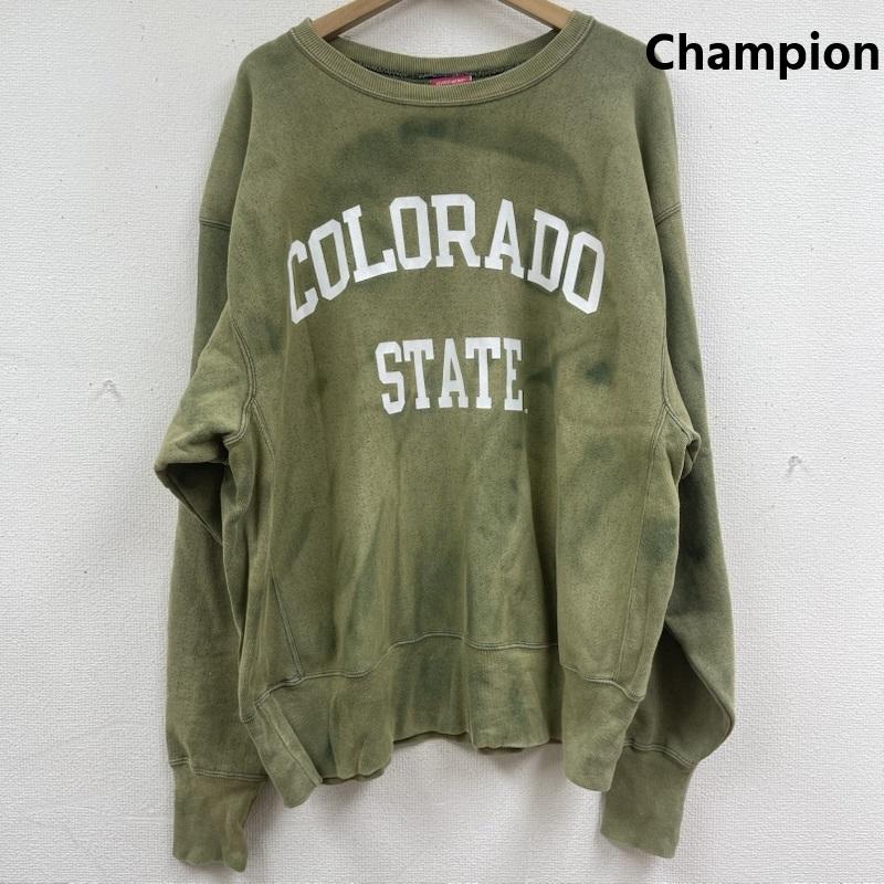 チャンピオン Champion トレーナー 長袖 メキシコ製 REVERSE WEAVE スウェット シャツ フェードグリーン XL カーキオリーブ / カーキオリーブ / メンズ USED 古着 中古 50164902