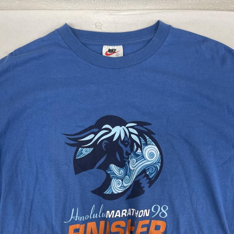 ナイキ NIKE Tシャツ 半袖 90s 銀タグ ヴィンテージ プリント Tシャツ カットソー HONOLULU ホノルルマラソン L 青 / ブルー / blue メンズ USED 古着 中古 50164905