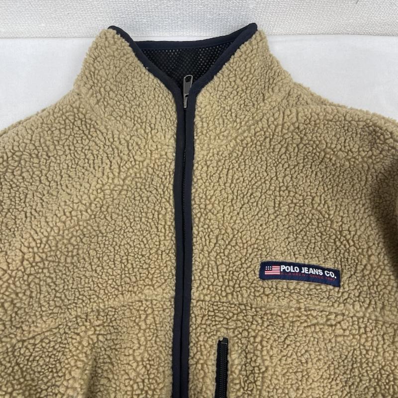 ポロジーンズカンパニー POLO JEANS COMPANY ジャケット、上着 ジャンパー、ブルゾン テディフリース ロゴパッチ ジップアップ ジャケット アウター M ベージュ / ベージュ / beige メンズ USED 古着 中古 50164909