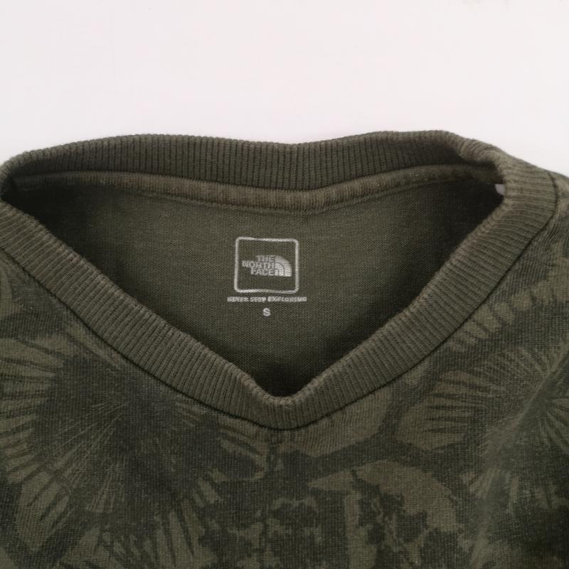 ザノースフェイス THE NORTH FACE Tシャツ 半袖 ヤシの木 植物 ボタニカルリーフ柄 総柄 ヘビーコットン Tシャツ 半袖 NT11933R S カーキ / カーキ / khaki メンズ USED 古着 中古 50164917