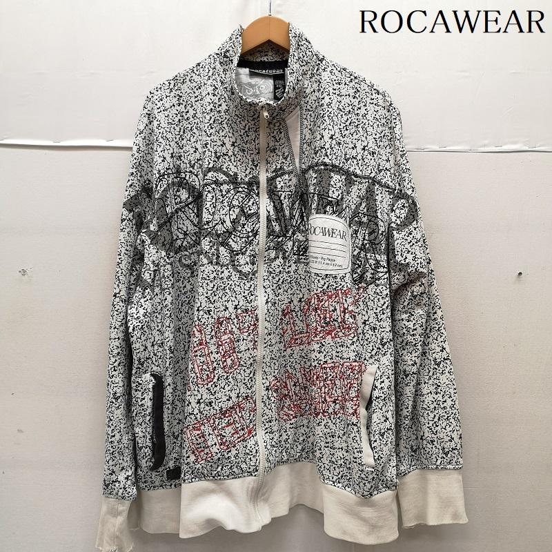ロカウェア ROCAWEAR ジャケット、上着 ジャンパー、ブルゾン 大理石 マーブル 総柄 Y2K フルジップ トラックジャケット XXL 白 / ホワイト / white メンズ USED 古着 中古 50164919