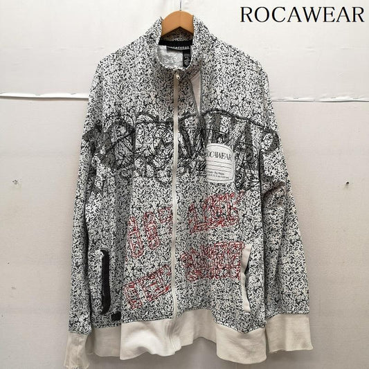 ロカウェア ROCAWEAR ジャケット、上着 ジャンパー、ブルゾン 大理石 マーブル 総柄 Y2K フルジップ トラックジャケット XXL 白 / ホワイト / white メンズ USED 古着 中古 50164919