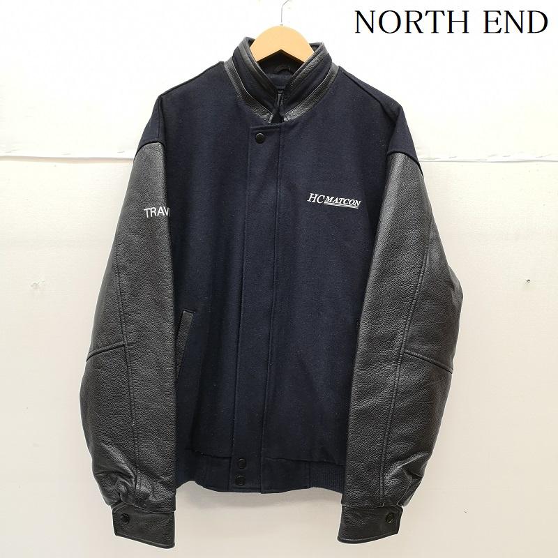 古着 USED ジャケット、上着 ジャケット、ブレザー NORTH END カナダ製 メルトンウール 牛革 スタジャン スタジアム ジャンパー ロゴ 刺繍 L 紺 / ネイビー / navy メンズ USED 古着 中古 50164920