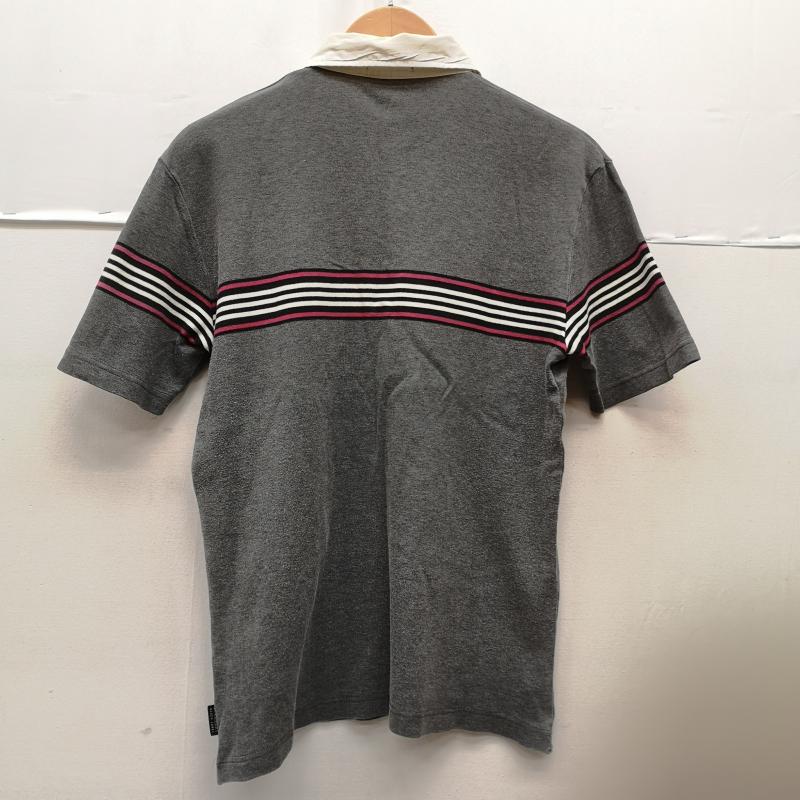バーバリーブラックレーベル BURBERRY BLACK LABEL ポロシャツ 半袖 マルチストライプ ボーダー柄 ラガーシャツ 半袖 ポロシャツ 3 灰 / グレー / gray メンズ USED 古着 中古 50164922