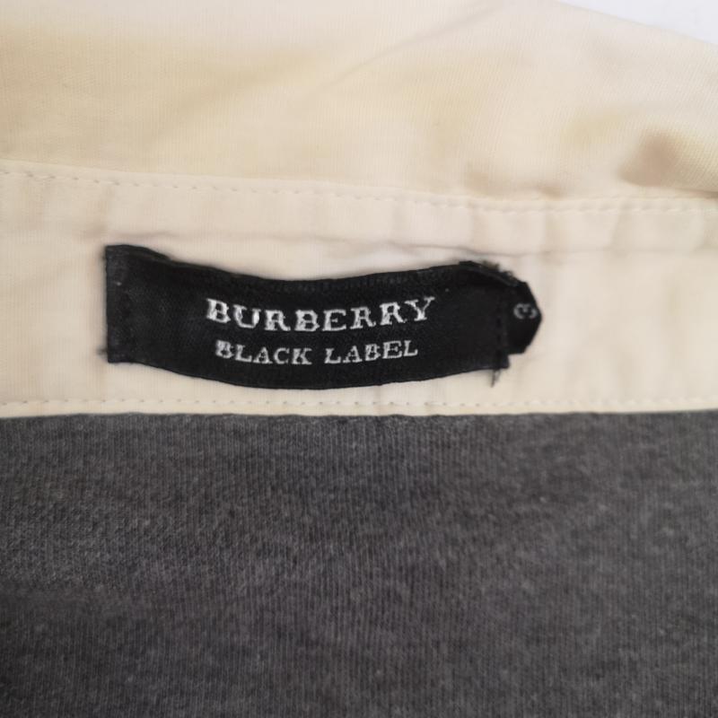 バーバリーブラックレーベル BURBERRY BLACK LABEL ポロシャツ 半袖 マルチストライプ ボーダー柄 ラガーシャツ 半袖 ポロシャツ 3 灰 / グレー / gray メンズ USED 古着 中古 50164922
