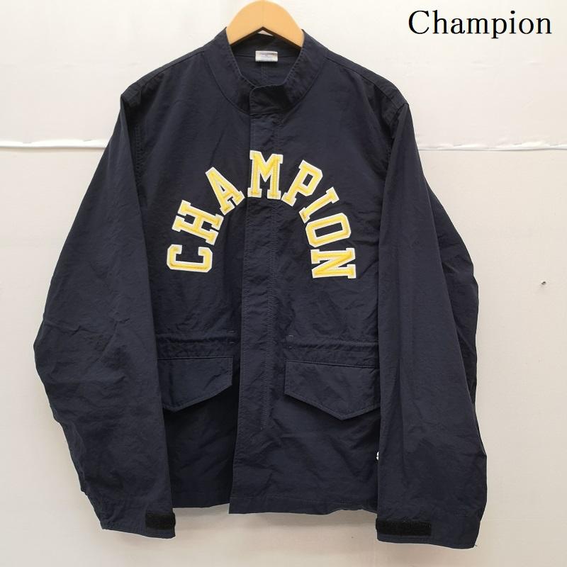 チャンピオン Champion ジャケット、上着 ジャケット、ブレザー 20SS アーチロゴ 刺繡 スタンドカラー仕様 立襟 ナイロンジャケット C8-R604 L 紺 / ネイビー / navy メンズ USED 古着 中古 50164925