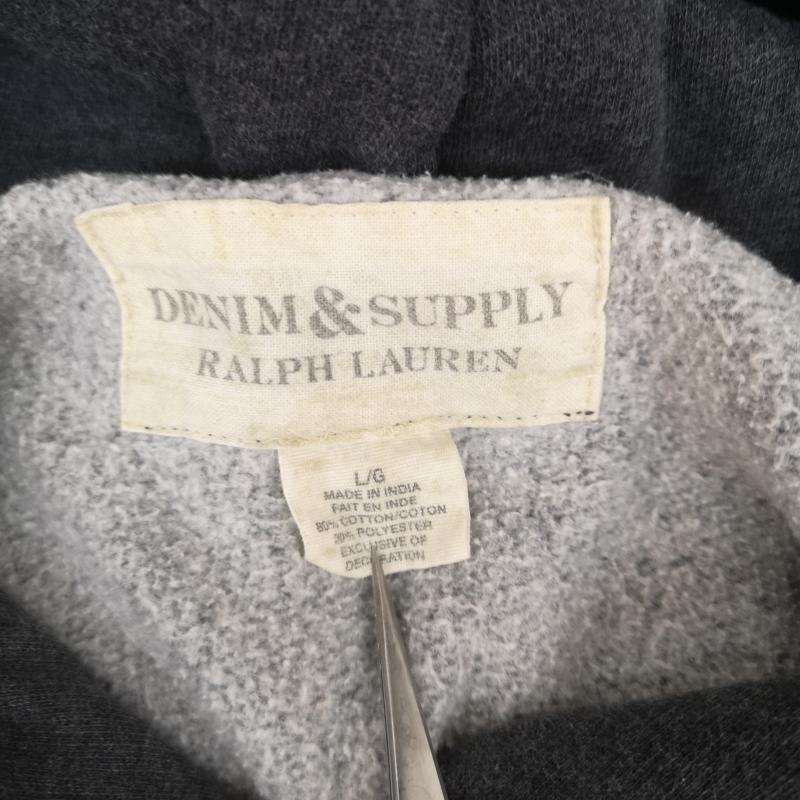 デニムアンドサプライラルフローレン DENIM & SUPPLYRALPHLAUREN パーカー 長袖 サンダーバード ネイティブ柄 ウォッシュ フェード加工 プルオーバー パーカー L 紺 / ネイビー / navy メンズ USED 古着 中古 50164926
