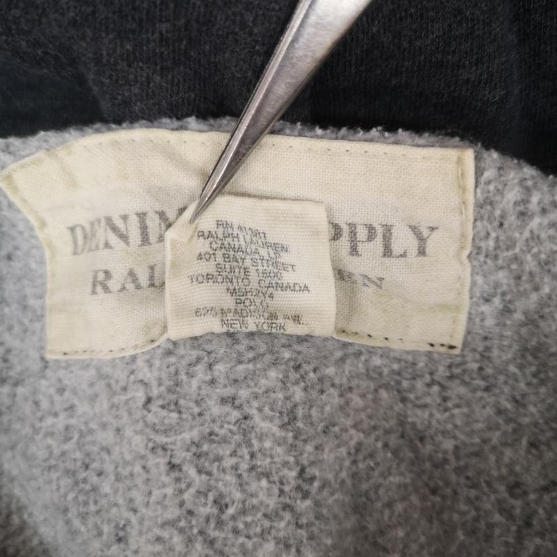 デニムアンドサプライラルフローレン DENIM & SUPPLYRALPHLAUREN パーカー 長袖 サンダーバード ネイティブ柄 ウォッシュ フェード加工 プルオーバー パーカー L 紺 / ネイビー / navy メンズ USED 古着 中古 50164926