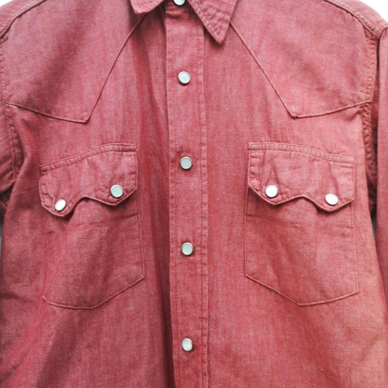 ザリアルマッコイズ THE REAL McCOY S シャツ、ブラウス 長袖 スナップボタン シャンブレー ウエスタン シャツ LOT 108 サイズ14 S 赤 / レッド / red メンズ USED 古着 中古 50164928