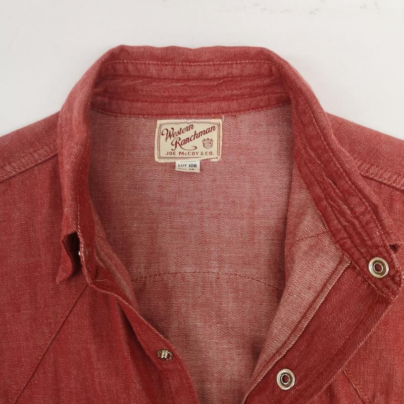 ザリアルマッコイズ THE REAL McCOY S シャツ、ブラウス 長袖 スナップボタン シャンブレー ウエスタン シャツ LOT 108 サイズ14 S 赤 / レッド / red メンズ USED 古着 中古 50164928