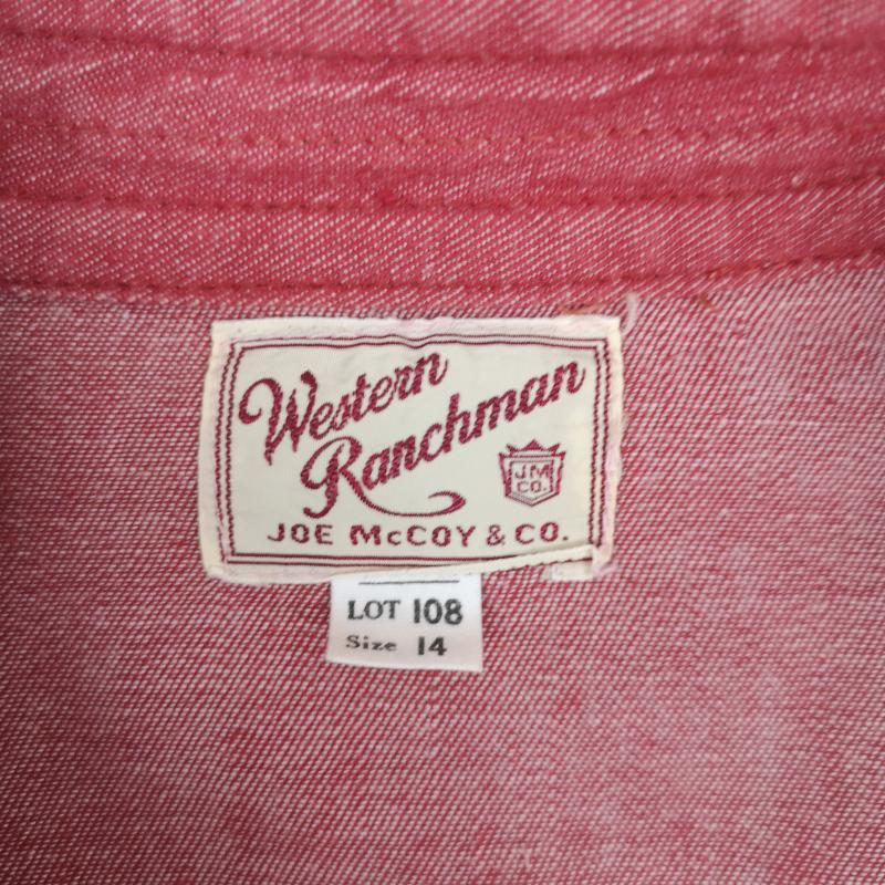 ザリアルマッコイズ THE REAL McCOY S シャツ、ブラウス 長袖 スナップボタン シャンブレー ウエスタン シャツ LOT 108 サイズ14 S 赤 / レッド / red メンズ USED 古着 中古 50164928