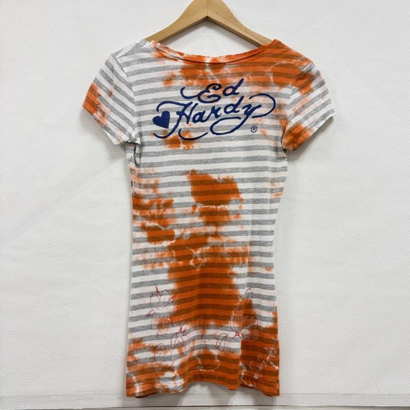 エドハーディー Ed Hardy Tシャツ 半袖 半袖 Tシャツ ボーダー ロゴ プリント Y2K タイダイ XS プリント X ロゴ、文字 橙 / オレンジ / orange X 白 / ホワイト / white X 灰 / グレー / gray レディース USED 古着 中古 50164943
