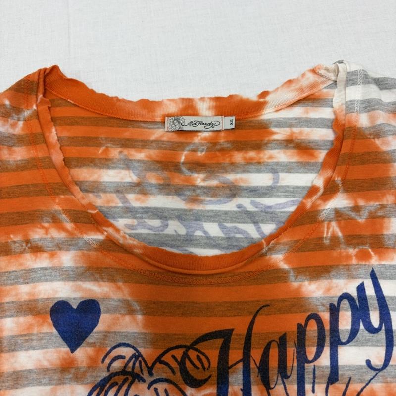 エドハーディー Ed Hardy Tシャツ 半袖 半袖 Tシャツ ボーダー ロゴ プリント Y2K タイダイ XS プリント X ロゴ、文字 橙 / オレンジ / orange X 白 / ホワイト / white X 灰 / グレー / gray レディース USED 古着 中古 50164943
