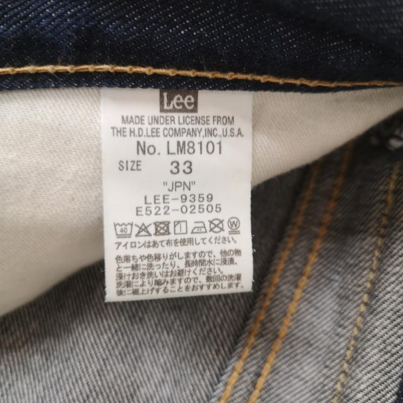 リー Lee パンツ デニム、ジーンズ 日本製 レイジーSステッチ ジッパーフライ ウォッシュ加工 デニムパンツ LM8101 33インチ インディゴ / インディゴ / Indigo メンズ USED 古着 中古 50164951