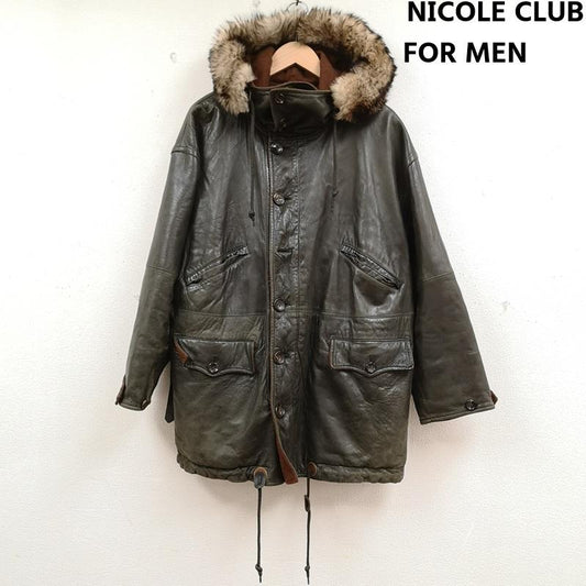 ニコルクラブフォーメン NICOLE CLUB FOR MEN ジャケット、上着 レザージャケット 日本製 羊革 リアルファー レザー モッズコート N-3B NC4320 カーキ / カーキ / khaki メンズ USED 古着 中古 50164953