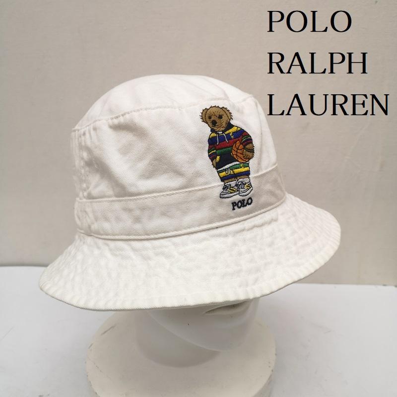 ポロラルフローレン POLO RALPH LAUREN 帽子 ハット ポロベア 刺繍 コットン バケット ハット - 白 / ホワイト / white メンズ USED 古着 中古 50164954