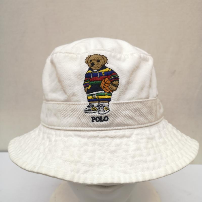 ポロラルフローレン POLO RALPH LAUREN 帽子 ハット ポロベア 刺繍 コットン バケット ハット - 白 / ホワイト / white メンズ USED 古着 中古 50164954