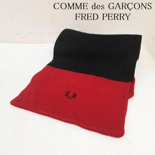 コムデギャルソンシャツ COMME des GARCONS SHIRT マフラー マフラー FRED PERRY カラーブロック デザイン マフラー - 黒 / ブラック / black X 赤 / レッド / red メンズ USED 古着 中古 50164957