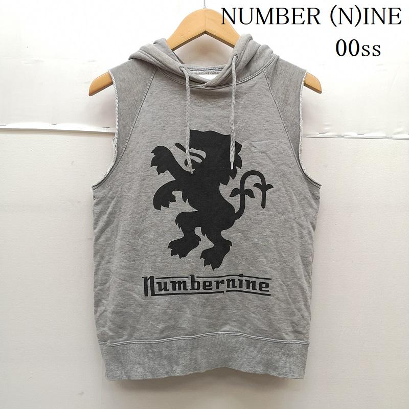 ナンバーナイン NUMBER (N)INE パーカー 半袖 00ss EXTRA HEAVY 期 ライオンエンブレム ノースリーブ パーカー 1 灰 / グレー / gray メンズ USED 古着 中古 50164958