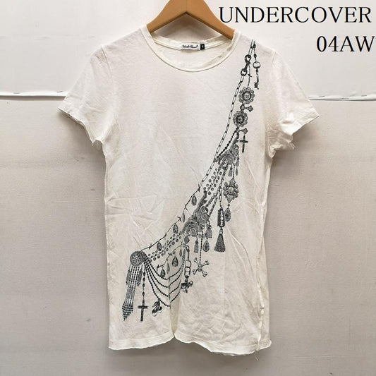 アンダーカバー UNDERCOVER Tシャツ 半袖 04AW but beautiful 期 ダメージ加工 ロザリオ アクセサリー チェーン Tシャツ S 白 / ホワイト / white メンズ USED 古着 中古 50164959