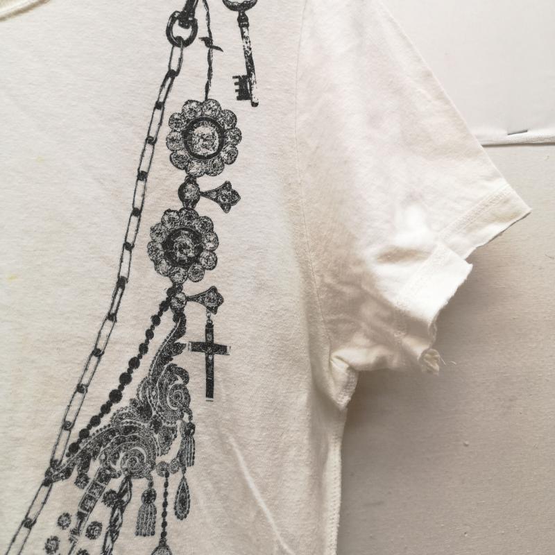 アンダーカバー UNDERCOVER Tシャツ 半袖 04AW but beautiful 期 ダメージ加工 ロザリオ アクセサリー チェーン Tシャツ S 白 / ホワイト / white メンズ USED 古着 中古 50164959