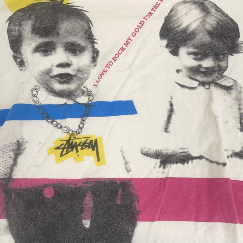 ステューシー STUSSY Tシャツ 半袖 メキシコ製 90s 00s Kids Photo Tee Rock My Gold プリント Tシャツ M 白 / ホワイト / white メンズ USED 古着 中古 50164965