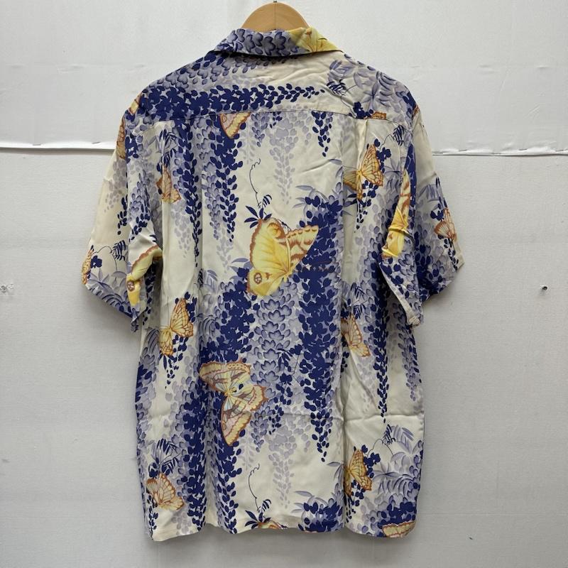 サンサーフ SUN SURF シャツ、ブラウス 半袖 2008 WISTERIA & BUTTERFLY 藤 蝶 総柄 アロハ シャツ SS33881 M 白 / ホワイト / white X 青 / ブルー / blue メンズ USED 古着 中古 50164986
