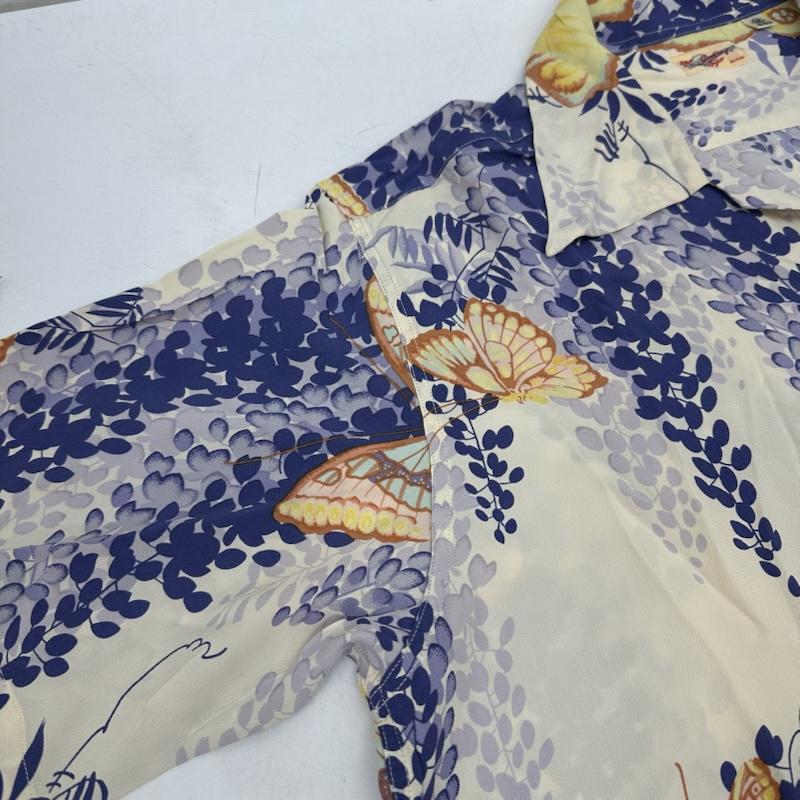 サンサーフ SUN SURF シャツ、ブラウス 半袖 2008 WISTERIA & BUTTERFLY 藤 蝶 総柄 アロハ シャツ SS33881 M 白 / ホワイト / white X 青 / ブルー / blue メンズ USED 古着 中古 50164986