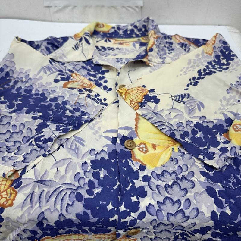 サンサーフ SUN SURF シャツ、ブラウス 半袖 2008 WISTERIA & BUTTERFLY 藤 蝶 総柄 アロハ シャツ SS33881 M 白 / ホワイト / white X 青 / ブルー / blue メンズ USED 古着 中古 50164986