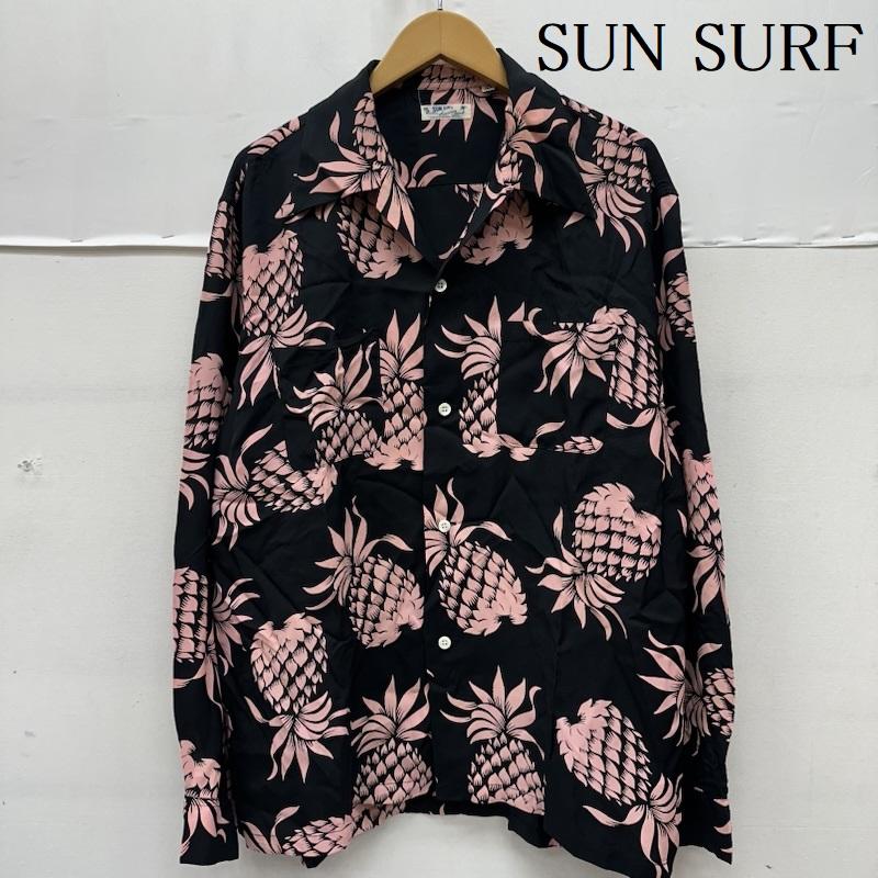 サンサーフ SUN SURF シャツ、ブラウス 長袖 パイナップル 総柄 ロング スリーブ アロハ シャツ SS20452 L 黒 / ブラック / black X 桃 / ピンク / pink メンズ USED 古着 中古 50164988