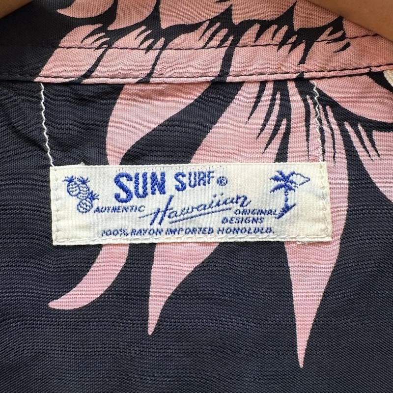 サンサーフ SUN SURF シャツ、ブラウス 長袖 パイナップル 総柄 ロング スリーブ アロハ シャツ SS20452 L 黒 / ブラック / black X 桃 / ピンク / pink メンズ USED 古着 中古 50164988