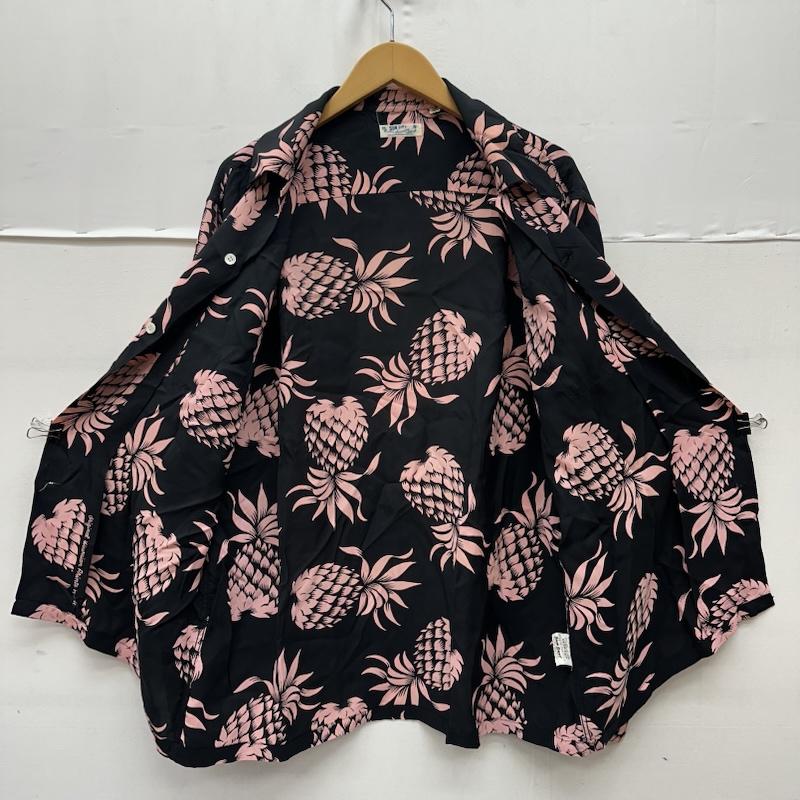 サンサーフ SUN SURF シャツ、ブラウス 長袖 パイナップル 総柄 ロング スリーブ アロハ シャツ SS20452 L 黒 / ブラック / black X 桃 / ピンク / pink メンズ USED 古着 中古 50164988