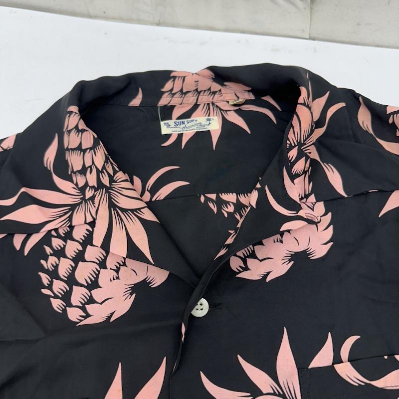 サンサーフ SUN SURF シャツ、ブラウス 長袖 パイナップル 総柄 ロング スリーブ アロハ シャツ SS20452 L 黒 / ブラック / black X 桃 / ピンク / pink メンズ USED 古着 中古 50164988