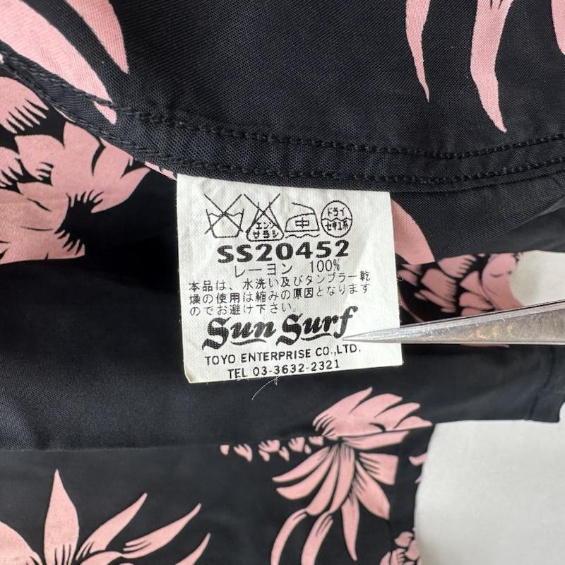 サンサーフ SUN SURF シャツ、ブラウス 長袖 パイナップル 総柄 ロング スリーブ アロハ シャツ SS20452 L 黒 / ブラック / black X 桃 / ピンク / pink メンズ USED 古着 中古 50164988