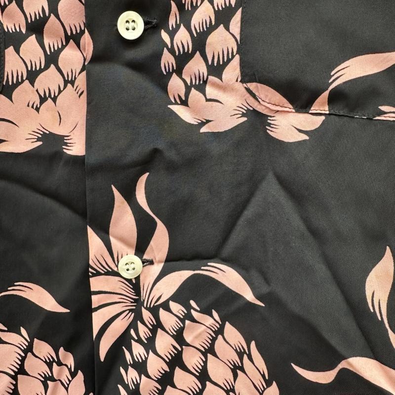 サンサーフ SUN SURF シャツ、ブラウス 長袖 パイナップル 総柄 ロング スリーブ アロハ シャツ SS20452 L 黒 / ブラック / black X 桃 / ピンク / pink メンズ USED 古着 中古 50164988